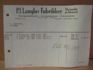 Faktura fra P I Langlos Fabrikker Stranda pr Ålesund 9 4 49