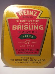 HEINZ BRISLING, fra THE HARLESDEN PACKING, STAVANGER.