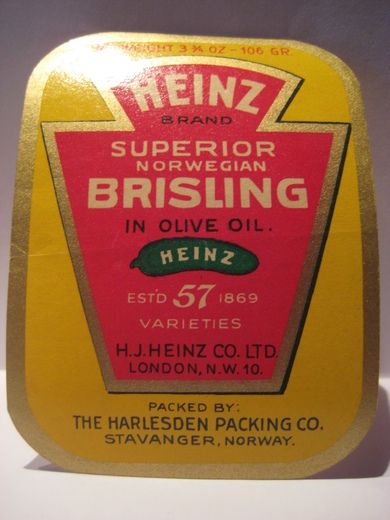 HEINZ BRISLING fra THE HARLESDEN PACKING STAVANGER