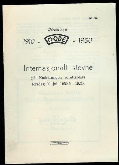 1950, Internasjonalt stemne på Kadetttangen idrettsplass. MODE.