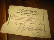 Medlemskort for Norsk Jernbane- Avholdsforbund, 1949.