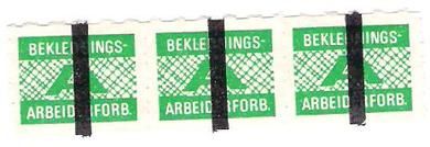 Stripa fagforeningsmerke fra BEKLEDNINGS ARBEIDER FORBUNDET Stripe med 3 merker