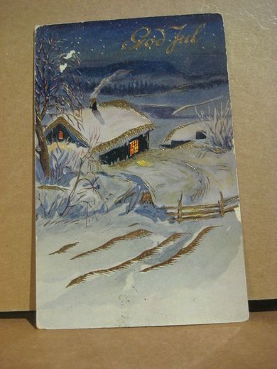 Pent, brukt kort med frimerke og julemerke, fra 1932. M & CO, Serie 2457.