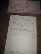Faktura fra Conrad Langaards Kommisjonslager Bergen 30 AUGUST 1954 Samt postgiro kvittering med stempel BLAKSÆTER 18X54 for innbetalt beløp Selges samla