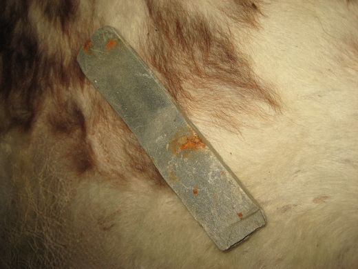 Gammelt og velbrukt bryne ca 16 cm langt