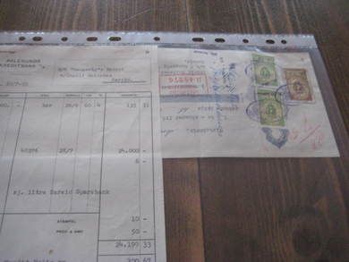 Brev fra AALESUND KREDITBANK med veksel til Bangavåg Rederi, Hareid, og påklistra stempelmerke. 1952.  Dette er nr 21