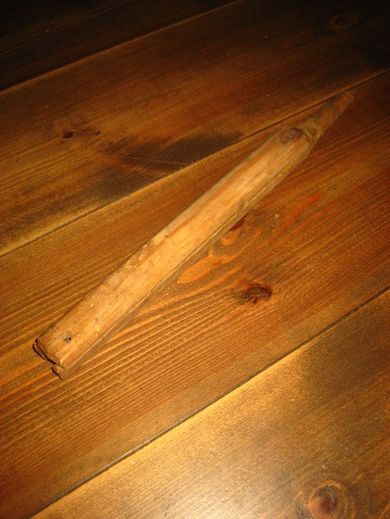 Stokk til å feste line angler på gammel