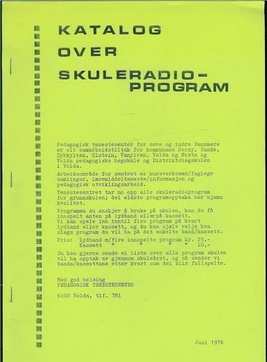 KATALOG OVER SKULERADIOPROGRAM. 1976