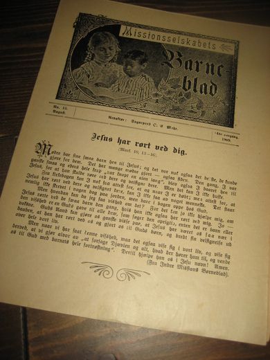 1909 nr 015 Missionsselskabets Barne blad