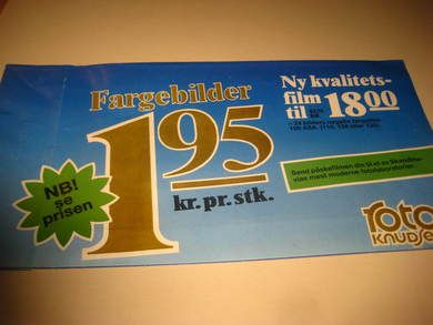 Ubrukt filmpose fra foto knudsen, 80 tallet. Blå pose. 
