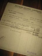 Faktura fra AKTIESELSKAPET LINTRAAD OSLO til Leif Fjelde Skoverksted Utvik 16 APRIL 1948