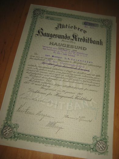 Haugesunds Kreditbank, nr 951, 1917.