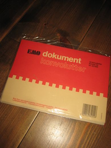 Uåpna pakke EMO dokument konvolutter 70 tallet