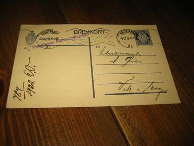 BREV KORT til lensmanden i Vik Sogn 1 9 1922 784 Meget pent