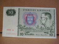 1979 A 10 KRONOR F173685 strøken seddel