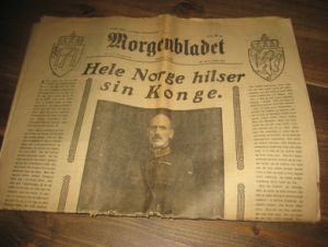 1945,nr 020, Morgenbladet. Hele Norge hilser sin konge.