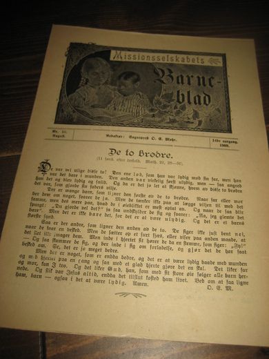 1909 nr 016 Missionsselskabets Barne blad