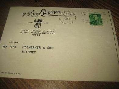 BERGEN, 15.10.1958. Hansa Bryggeri.