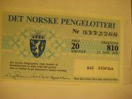 1984 trekning 810 DET NORSKE PENGELOTTERI Nr 0332566