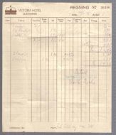 Regning fra VICTORIA HOTEL LILLEHAMMER 1945