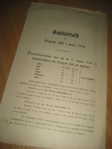 Kapitulstakst for Bergens Stift i Aaret 1916.