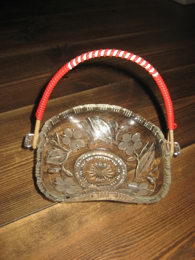 Glasskål med hank 70 tallet