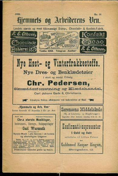 1893 nr 036 Hjemmets og Arbeidernes Ven