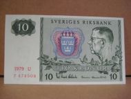 1979 U 10 KRONOR F 478508 strøken seddel