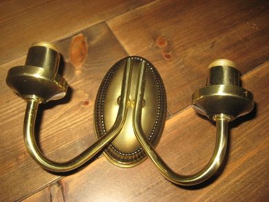 Dobbel vegglampett i messing 60 tallet