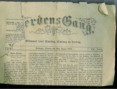 1875, Verdens Gang.