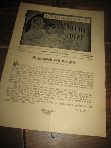 1909 nr 017 Missionsselskabets Barne blad