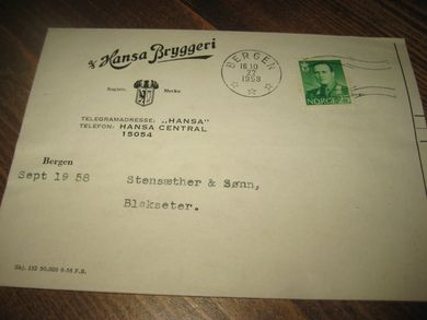 BERGEN, 16.10.1958. Hansa Bryggeri.