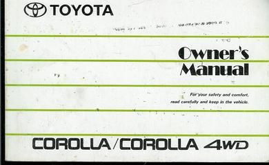 TOYOTA COROLLA. Owners Manual. 1990