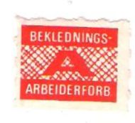 Rødt fagforeningsmerke fra Beklednings Arbeider forbundet Enkeltmerke