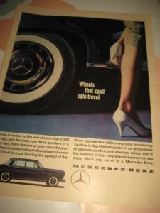 Reklameark fra 1962, ca 22*35 cm stort. MERCEDES BENZ.