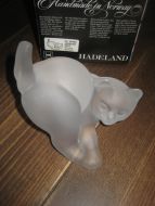 Ubrukt og meget pen figur fra Hadeland LEKENDE KATT Satinert 70 tallet ??