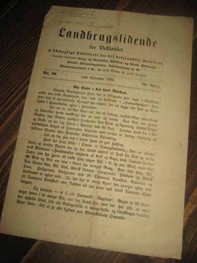 1891 nr 023 Landbrugstidende for Vestlandet