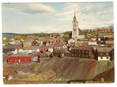 Røros Parti fra byen med kirken 60 tallet