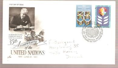 1980 26 JUNI 35TH ANNIVERSARY OF THE UNITED NATIONS FDC UNITED NATION