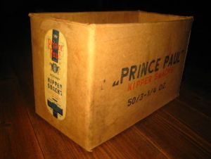 Original esle til PRINCE PAUL KIPPER SNACKS, sendt til LOS ANGELES i 1956. 