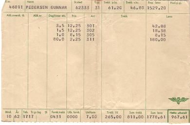 1962, 10, Lønningspose fra NSB
