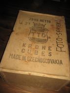 Stror, dekorativ eske, ca 33*47 cm stor, 20 cm høg,  25 KG NETTO KRONE CUBES. MADE IN CZECHOSLOVAKIA, 60 tallet. 