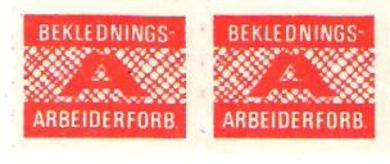 Rødt fagforeningsmerke fra Beklednings Arbeider forbundet Dobbeltmerke