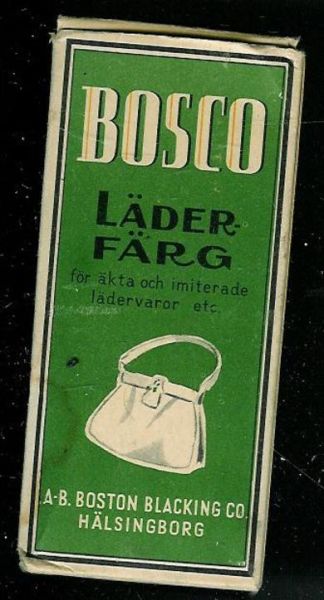 Eske med ubrukt innhold, BOSCO LEDERFARG. Fra Boston Blacking, Helsingborg