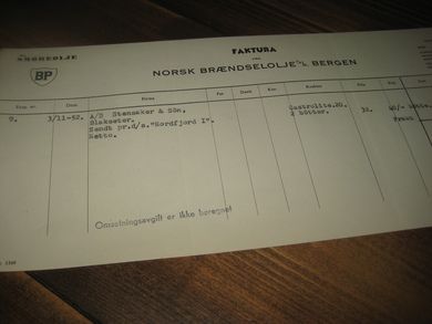 NORSK BRÆNDSELOLJE BERGEN 3 11 1952 9