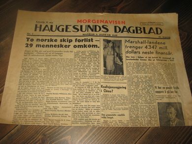 1949 nr 001 HAUGESUNDS DAGBLAD