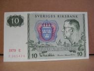 1979 E 10 KRONOR F 265424 strøken seddel