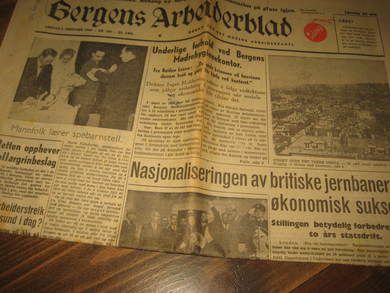 1949 nr 281 3 desember Bergens Arbeiderblad