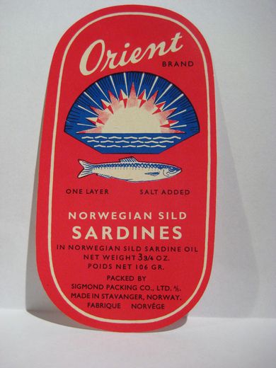 Orient SARDINES, fra SIGMOND PACKING CO, STAVANGER.