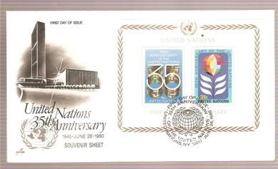 1980 26 JUNI 35TH ANNIVERSARY OF THE UNITED NATIONS FDC UNITED NATION